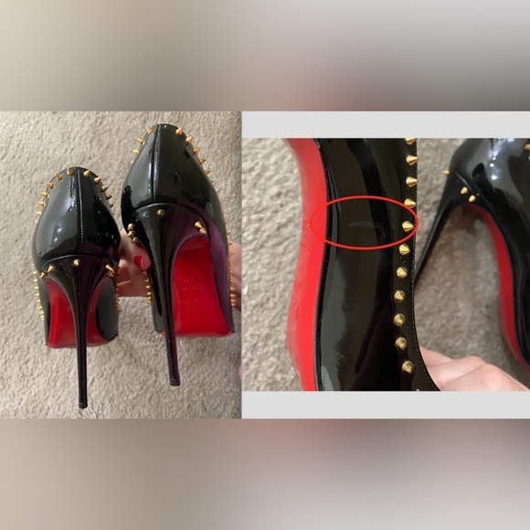 HOT Christian Louboutin Anjalina spike studded black patent leather pointy pumps - Picture 8 of 12